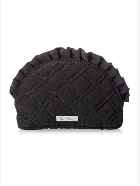 Vera Bradley Black Quilted Ruffle Makeup Pouch